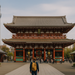 Vista panorámica de Tokio con cerezos en flor