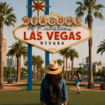 Las Vegas iluminada por la noche con el Strip y la Fuente del Bellagio