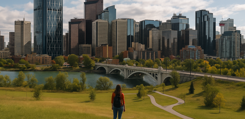 Panorámica de Calgary con el skyline y espacios naturales