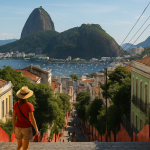 Vista panorámica de Río de Janeiro con el Cristo Redentor y playas vibrantes.