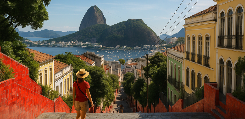 Vista panorámica de Río de Janeiro con el Cristo Redentor y playas vibrantes.