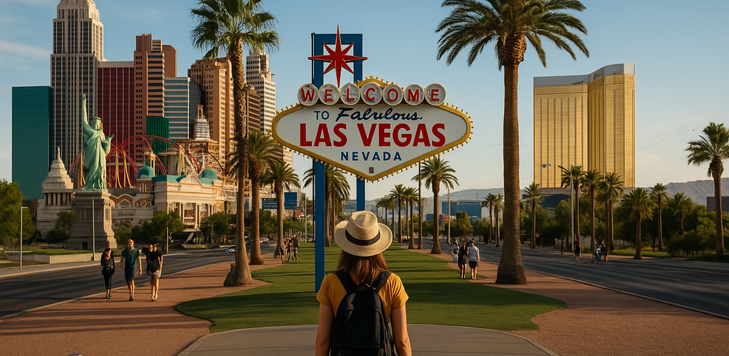 Las Vegas iluminada por la noche con casinos y la Strip
