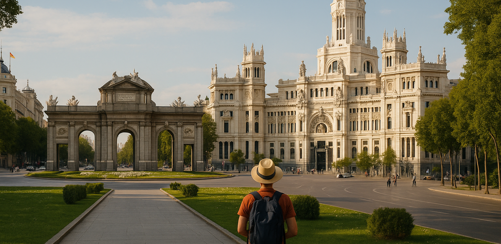Beautiful view of Madrid at sunset