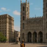 Montreal city landscape with historic and modern buildings